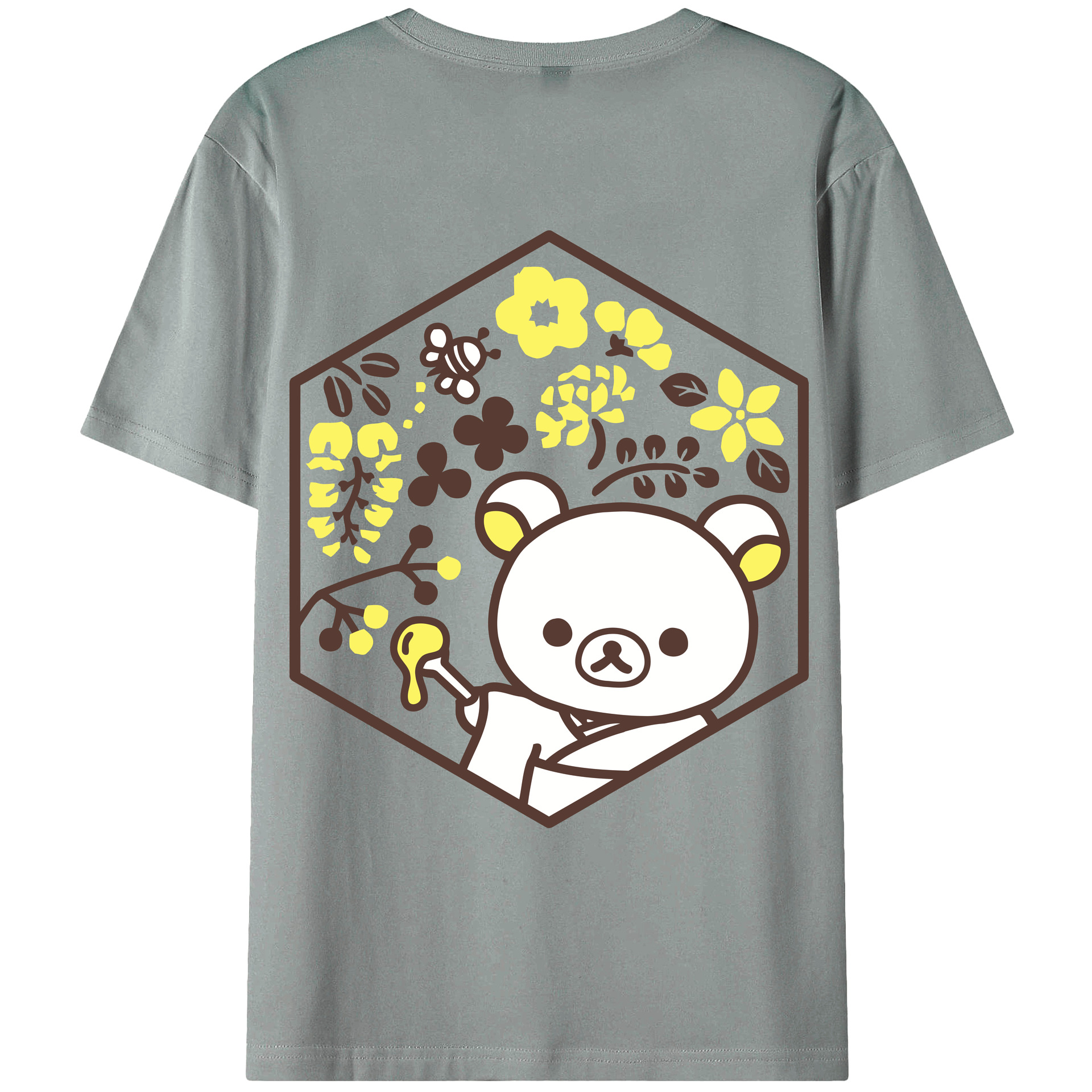 （画像用） リラックマ リラックマ キイロイトリ Rilakkuma Korilakkuma Kiiroitori 綿100％ メンズ半袖Tシャツ（バックプリント） 通気性